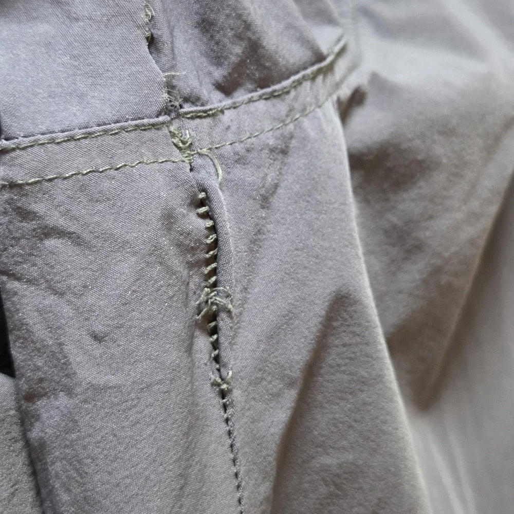Pants Mens 34 Gray Track Nylon‎ Stretch Hiking Cargo Zip Pockets Drawcord Hem